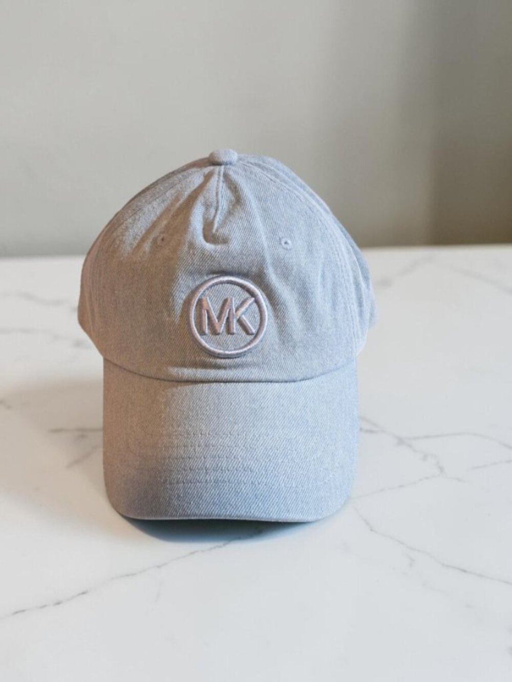 Michael Kors Logo Light Blue Denim Baseball Cap NWT